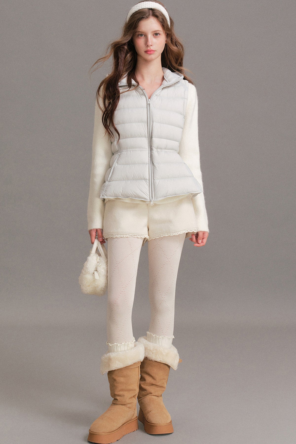 Hooded Ribbed Down Vest