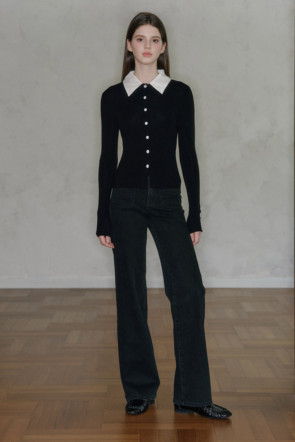 Spliced Acetate Collar Cardigan