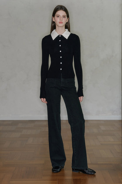 Spliced Acetate Collar Cardigan