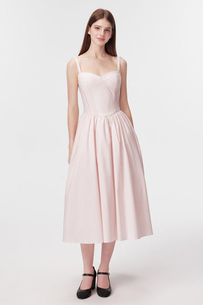 Vertical Cut Stand-Up Collar Slip Dress