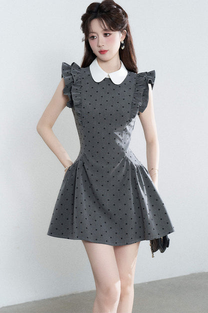 Polka-Dot-Kleid mit Flatterärmeln