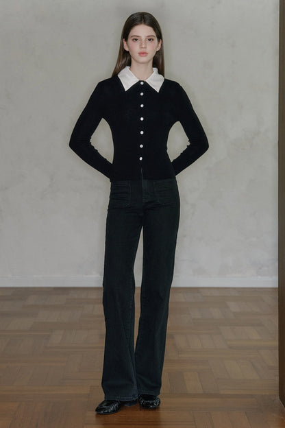 Spliced Acetate Collar Cardigan