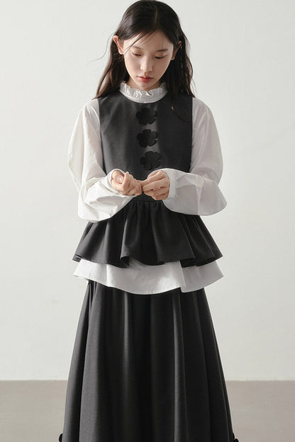 Ruffle Collar Puff Sleeve Blouse