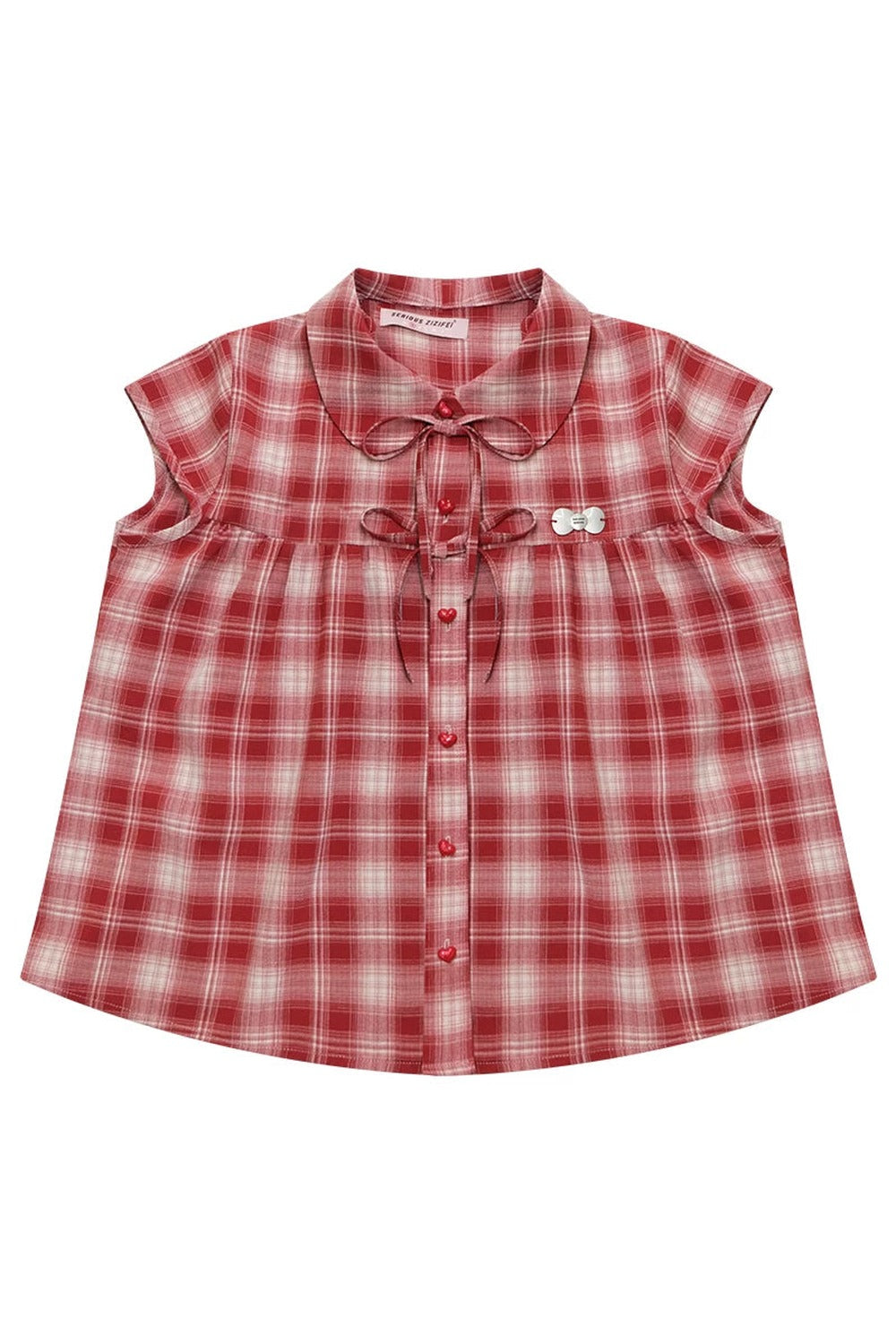 Red Plaid Doll Collar Shirt