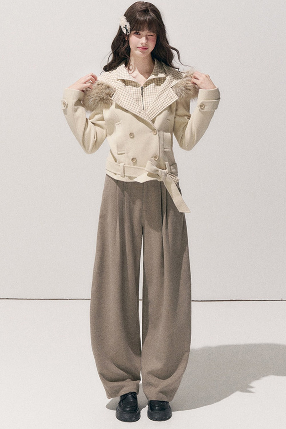 High-Waisted Petite Wide-Leg Pants