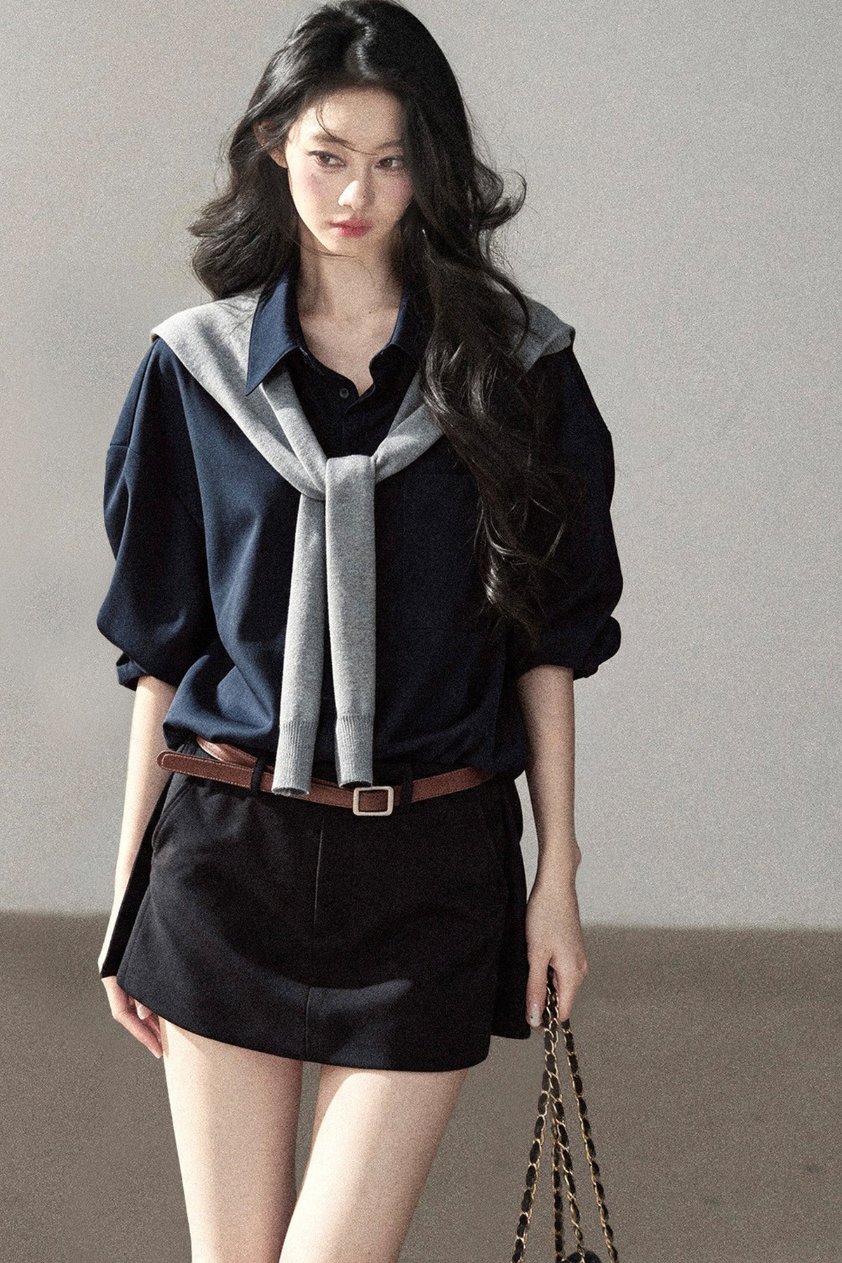 Preppy Layered Polo Dress Set