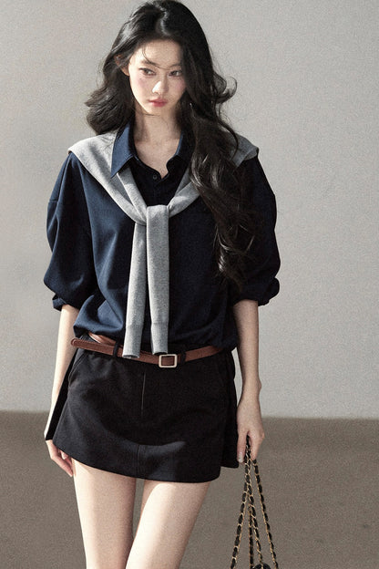 Preppy Layered Polo Dress Set
