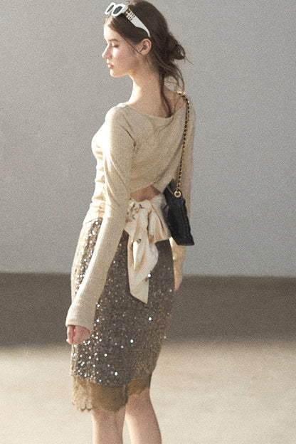 Whisper Bow Tie Knit Top