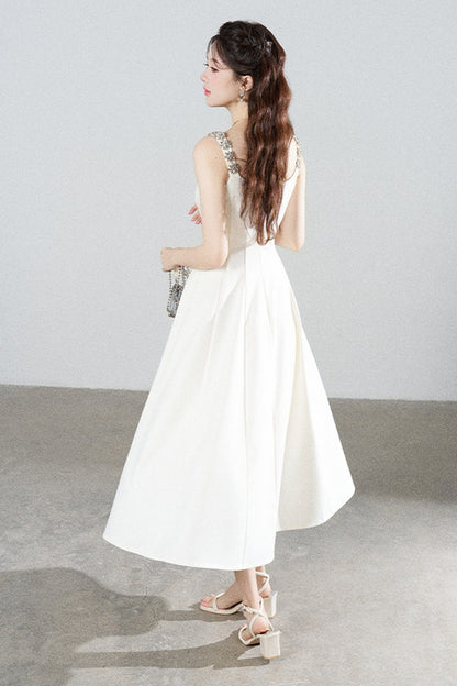 Elegant White Drapey Dress