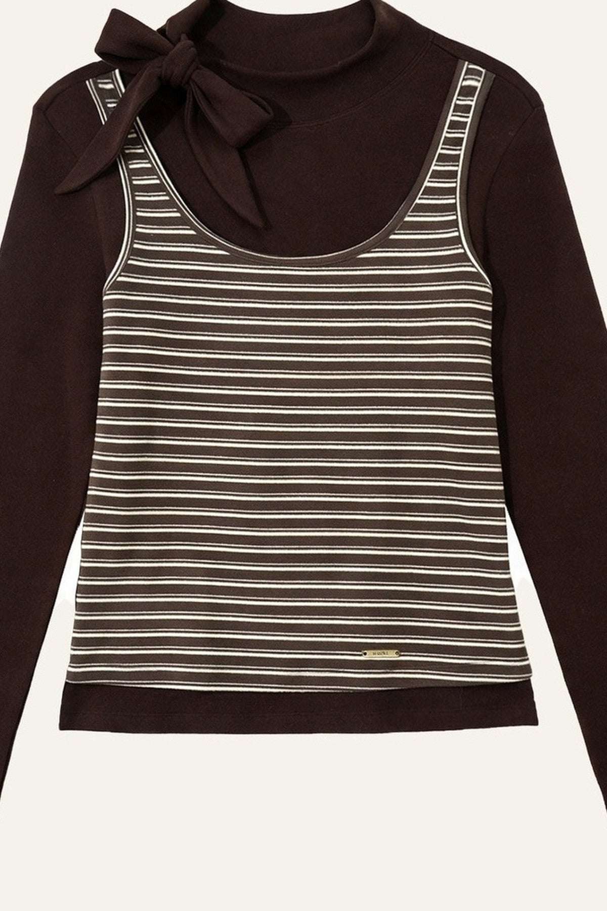 Striped Knit Layered-Look Top