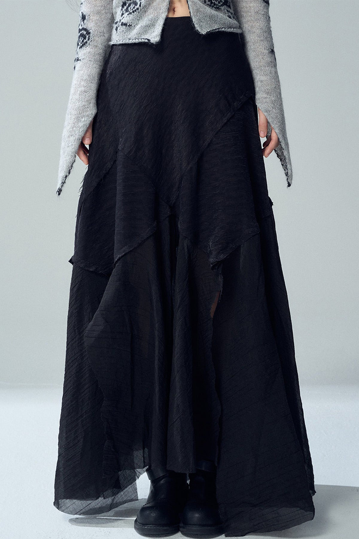 Black Asymmetrical Maxi Skirt