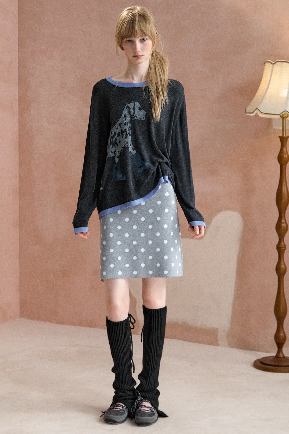 Dalmatian Print Knit Sweater
