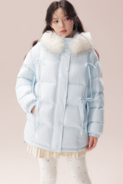 Snow Bow Fur Collar Down Jacket