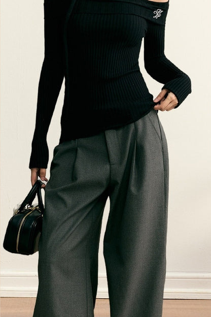 One-Shoulder-Strickpullover mit langen Ärmeln