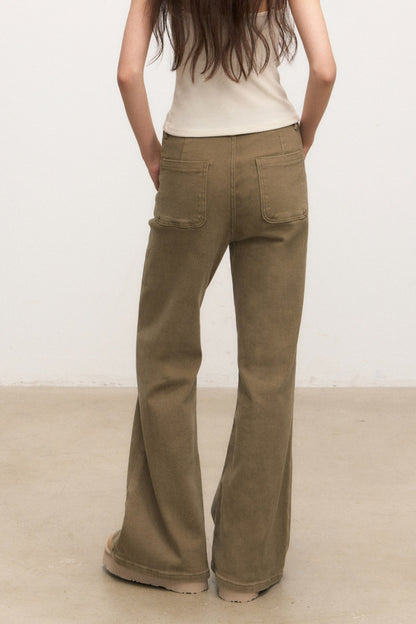 Ensemble veste et jean évasé taille haute