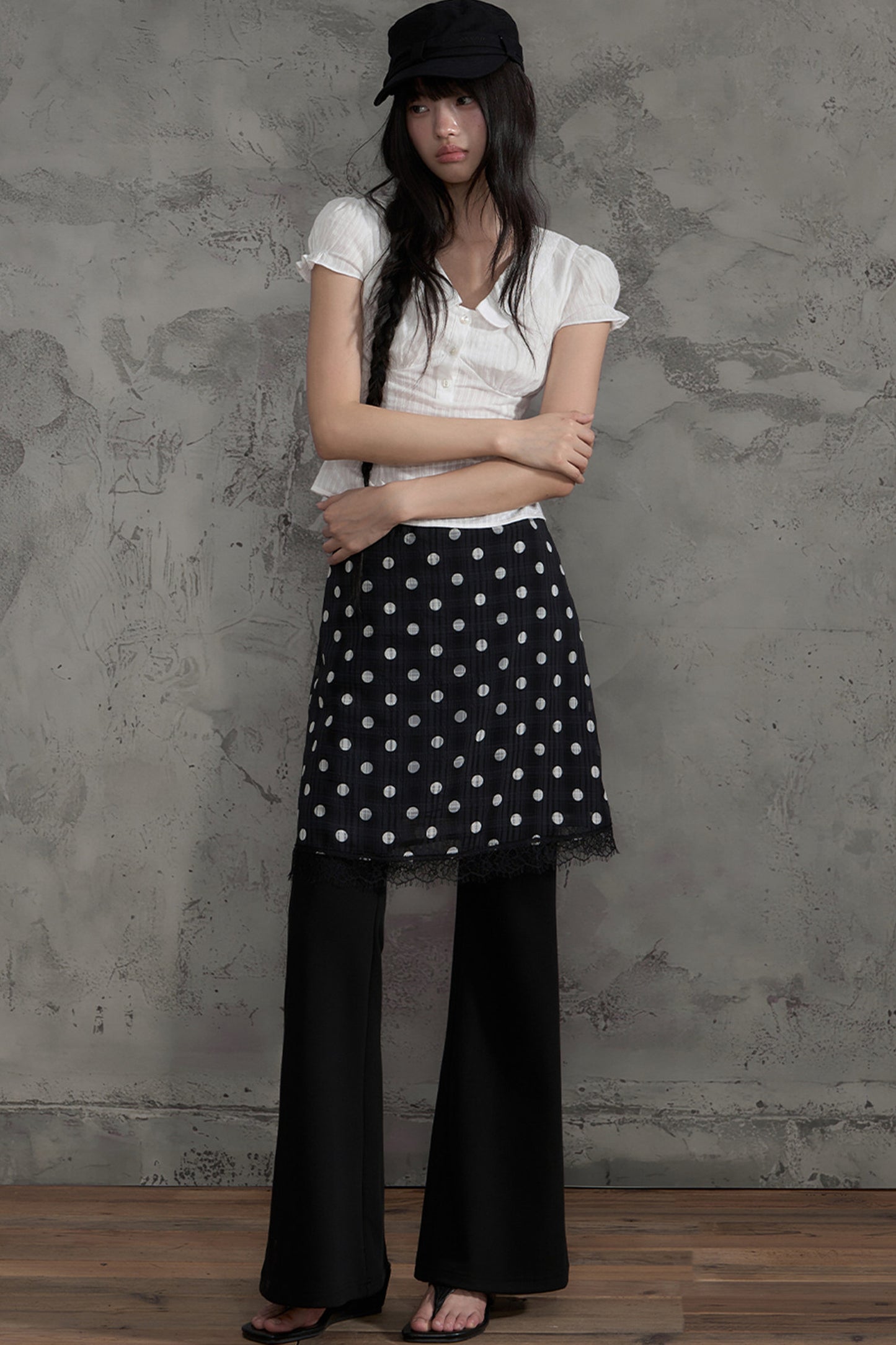 Lace Polka Dot A-Line Skirt