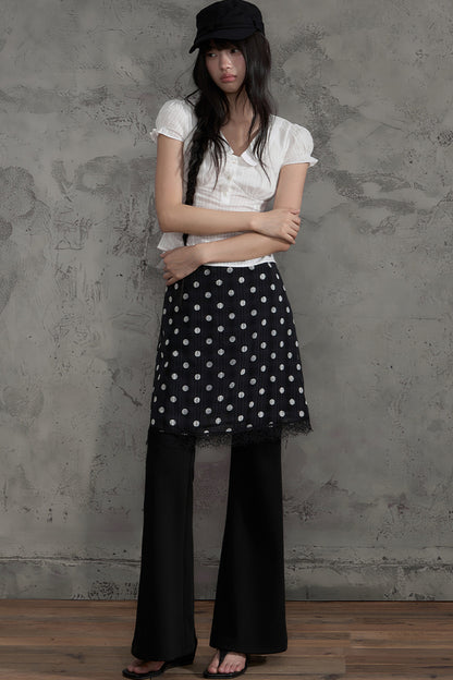 Lace Polka Dot A-Line Skirt