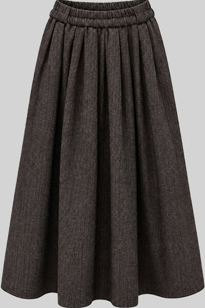 White Woolen Coat and Brown Skirt Set-Up