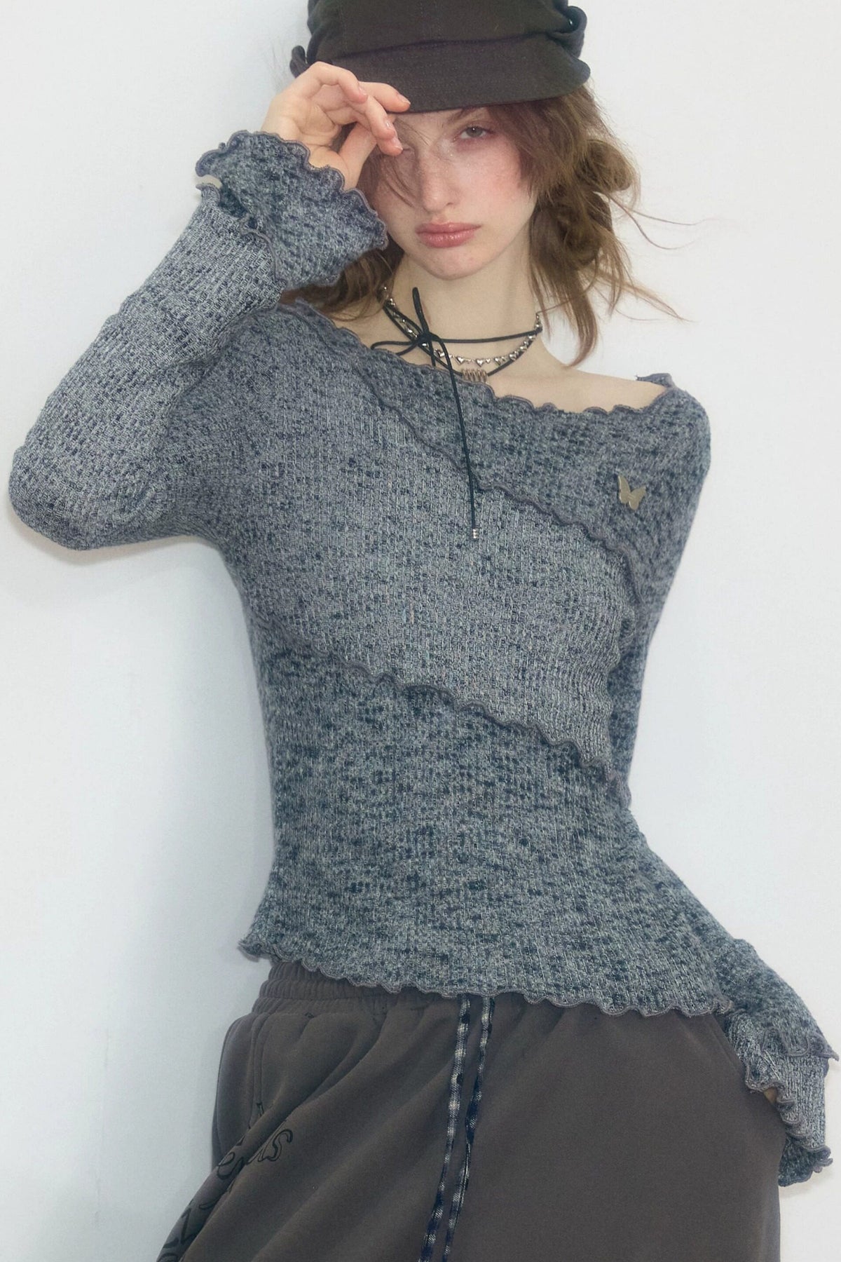 Ruffled Bell Sleeve Knit Top