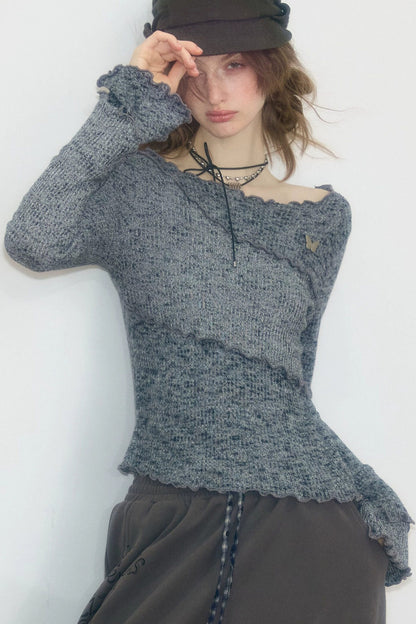 Ruffled Bell Sleeve Knit Top