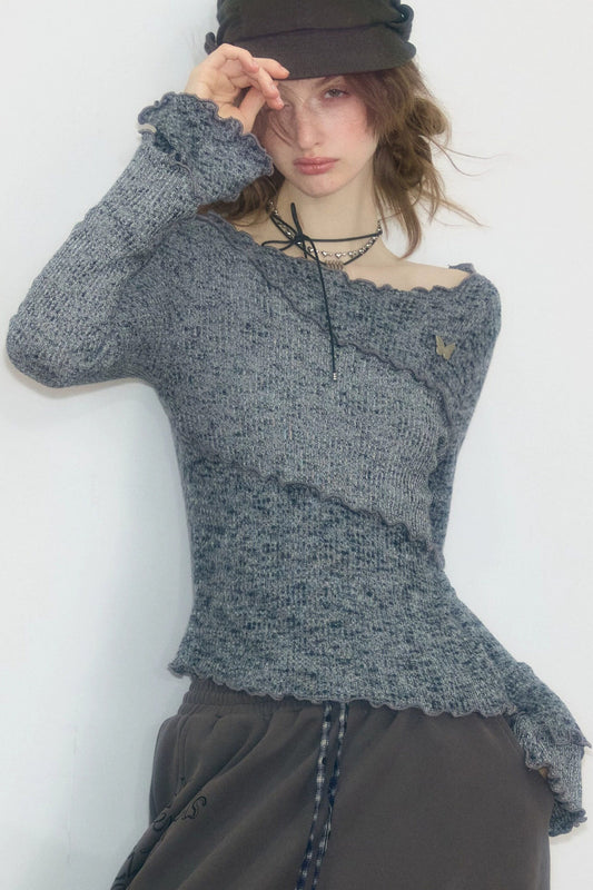 Ruffled Bell Sleeve Knit Top