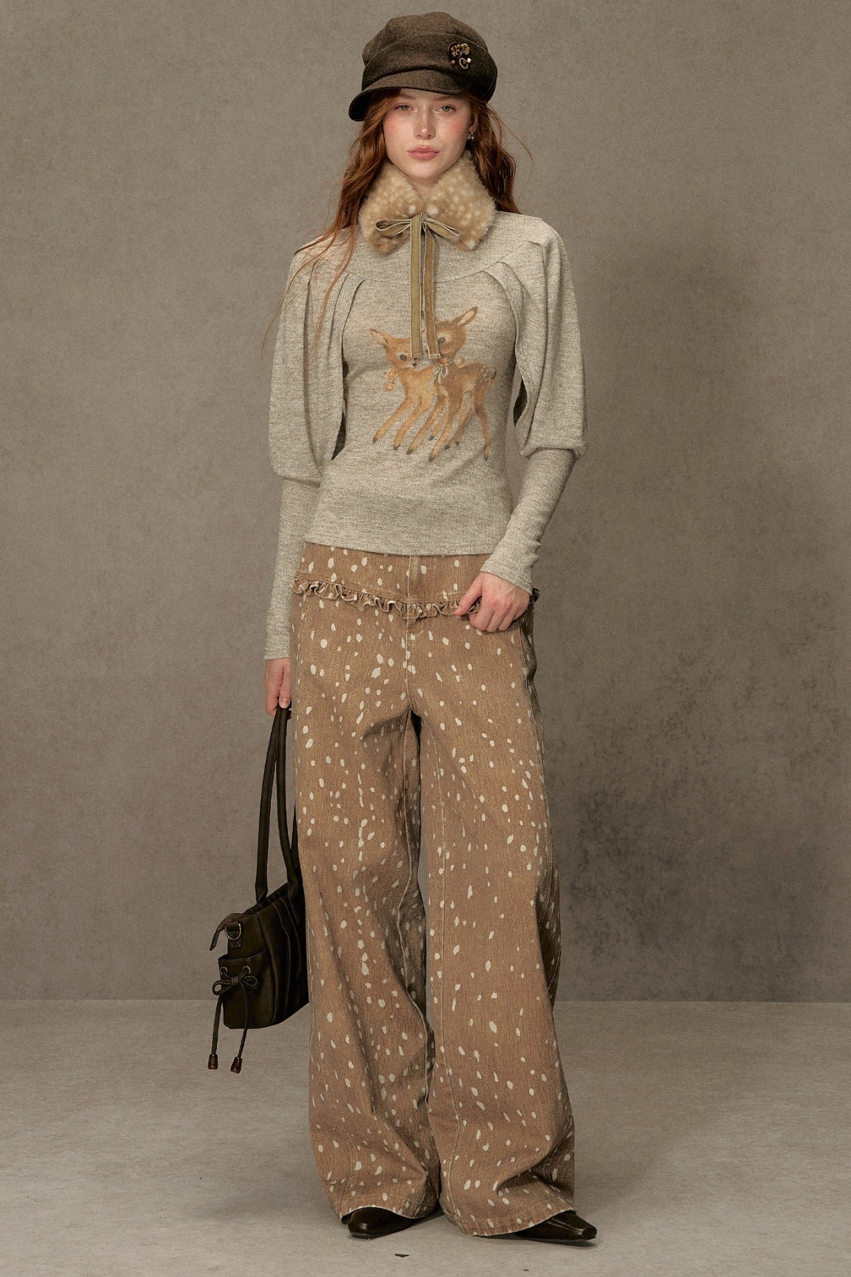 Little Deer Girl Printed Cape Blouse