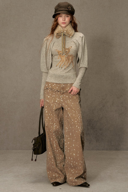 Little Deer Girl Printed Cape Blouse