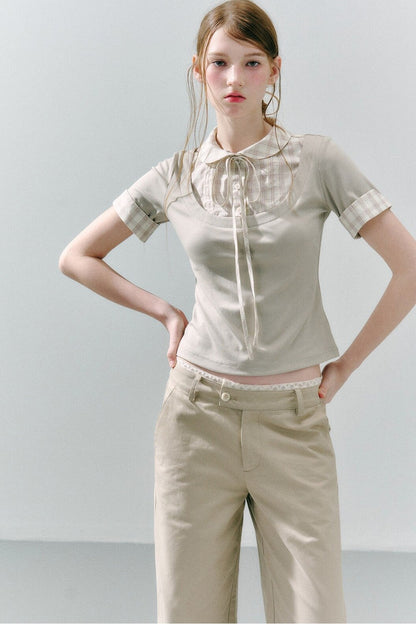 Haut preppy en modal patchwork