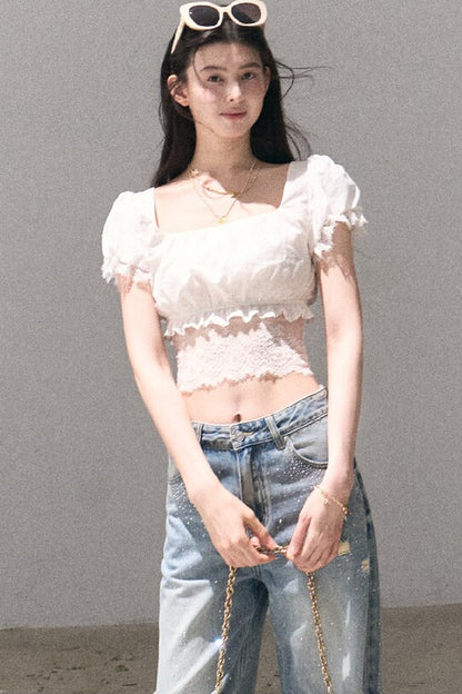 Gardenia Lace Puff Blouse