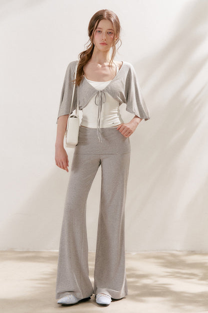 Wide Waist Straight Leg Knit Pants