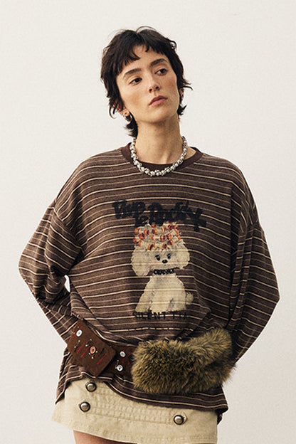 Striped Puppy Color-Blocked Sweater
