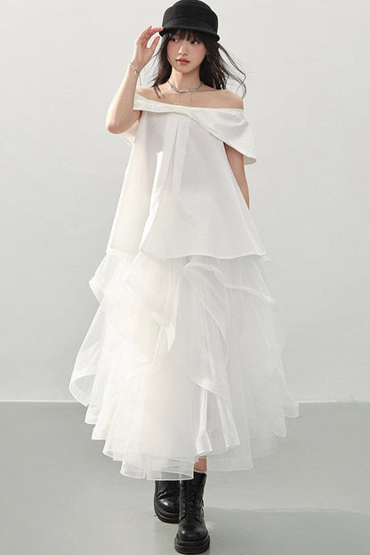 White Sweet Cool Off-Shoulder Blouse