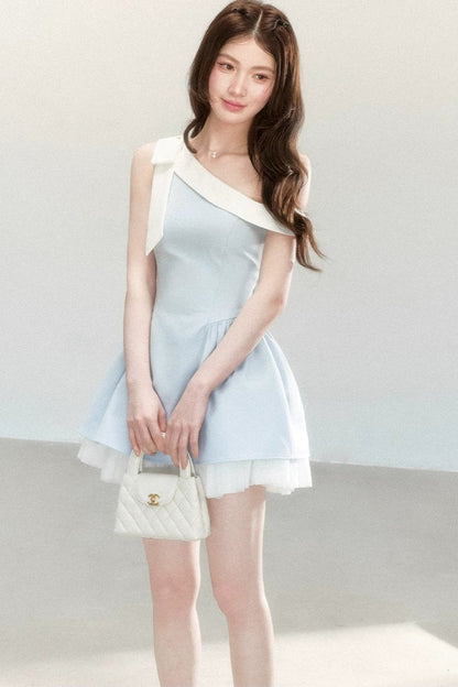 Asymmetrical Pleated Mesh Dress