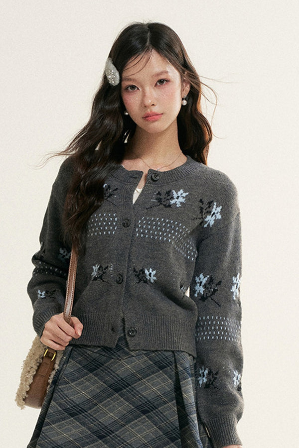 Fair Isle Jacquard Knit Cardigan