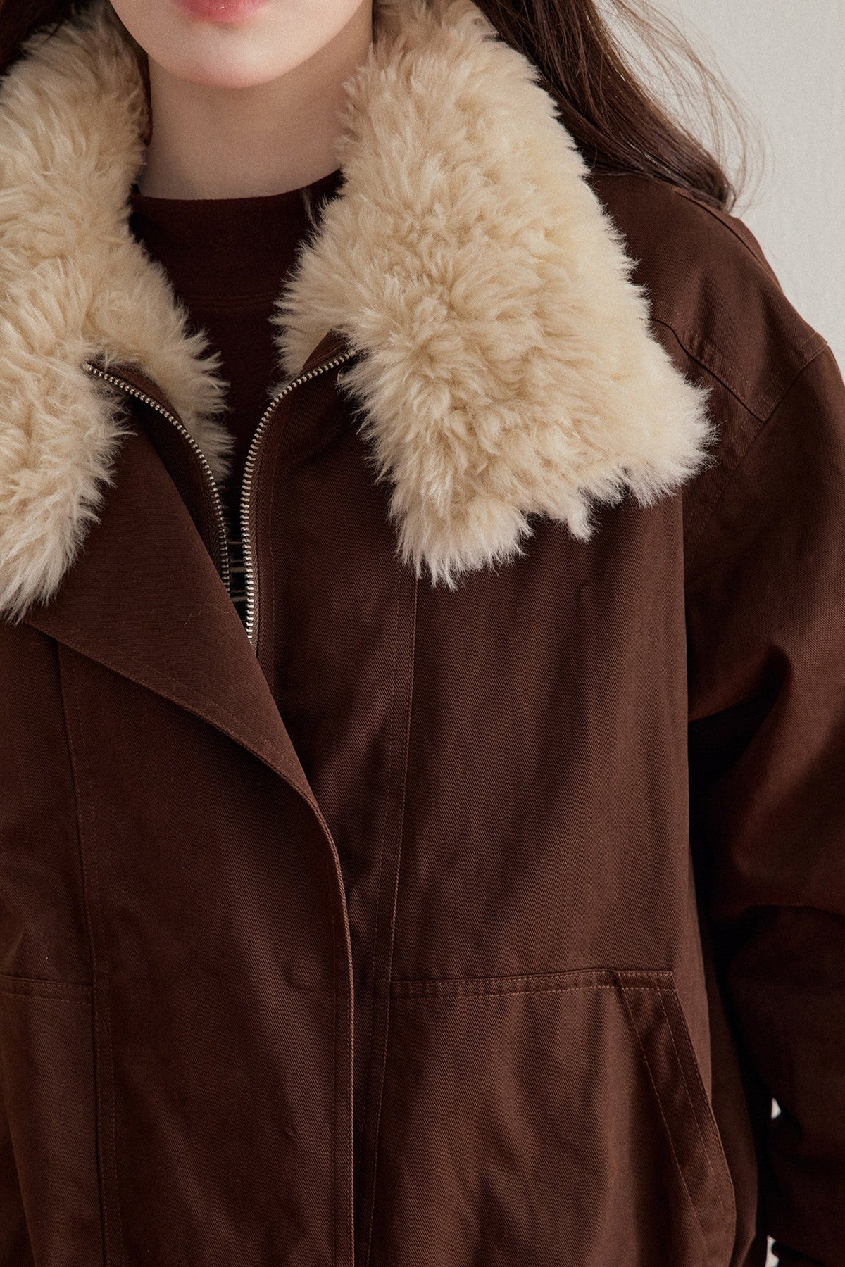 Imitation Lamb Fur Collar Short Jacket