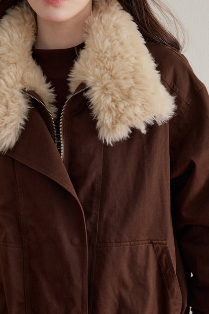 Imitation Lamb Fur Collar Short Jacket