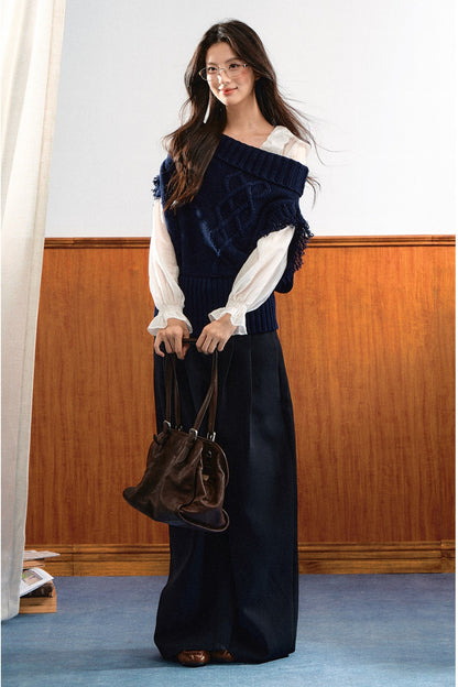 Gilet in maglia con spalla obliqua