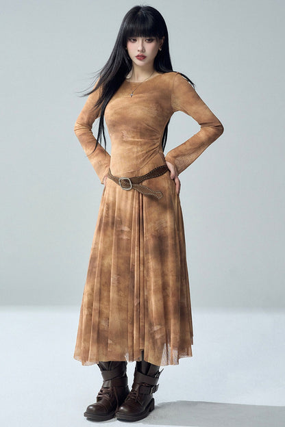 Long Sleeve Tie-Dye Dress