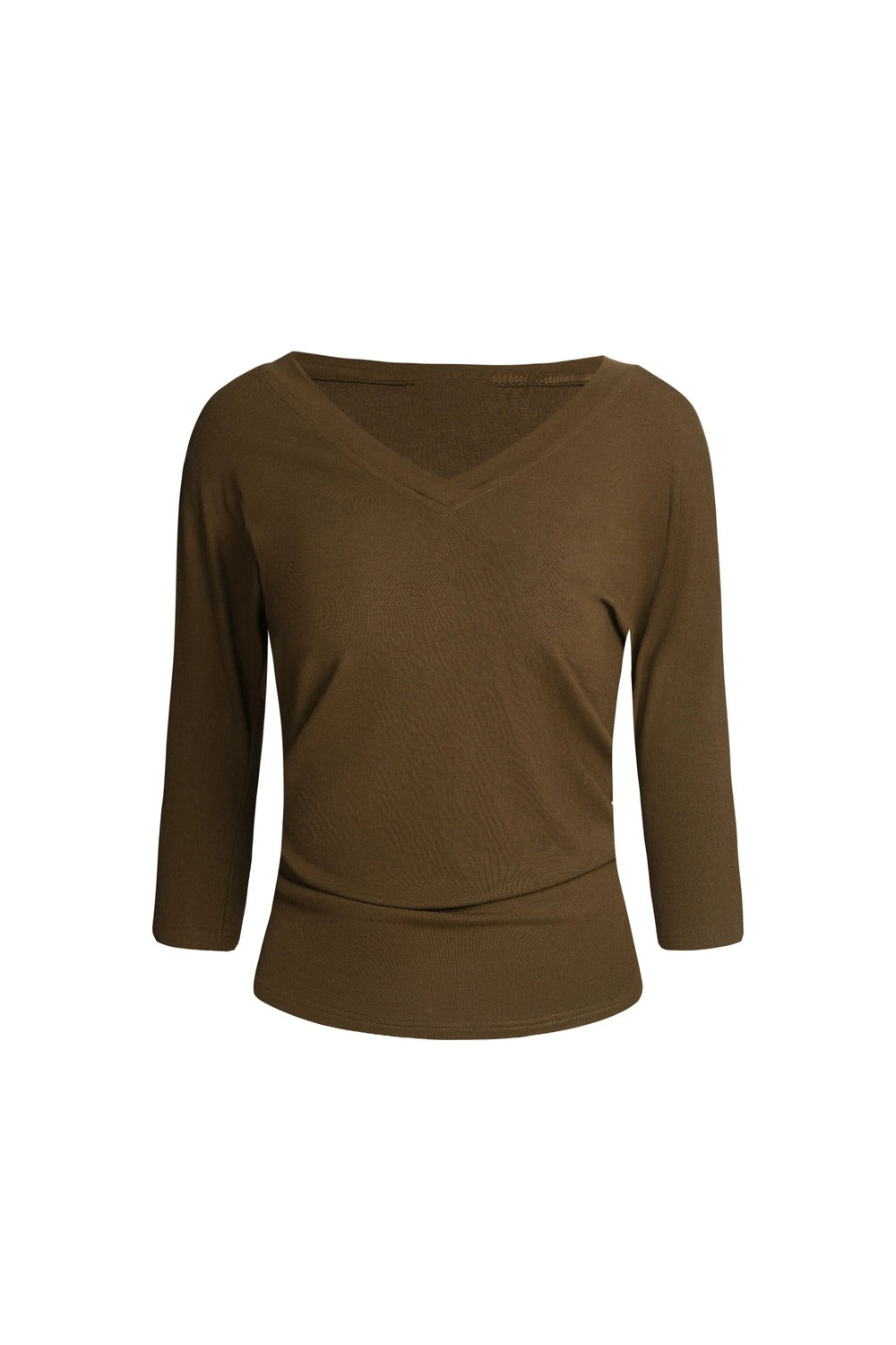 Brown V-Neck Sleeve Top