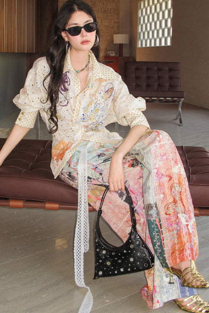 Patchwork Wide Leg Pants
