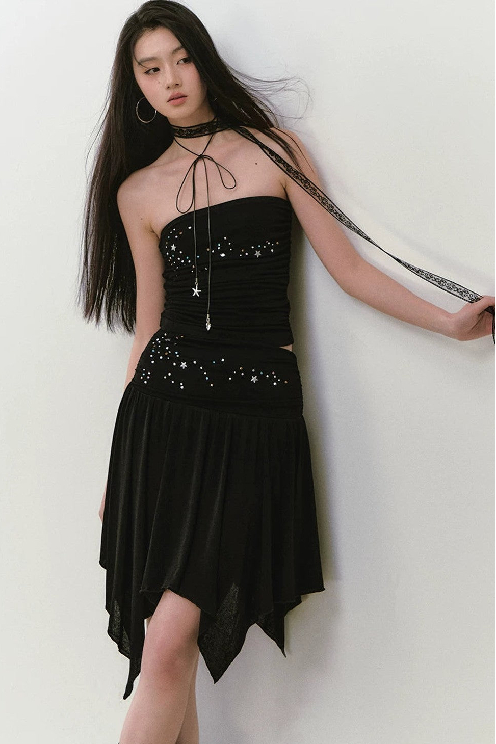 Beaded Pleated Acetate Bustier and Skirt Set-Up