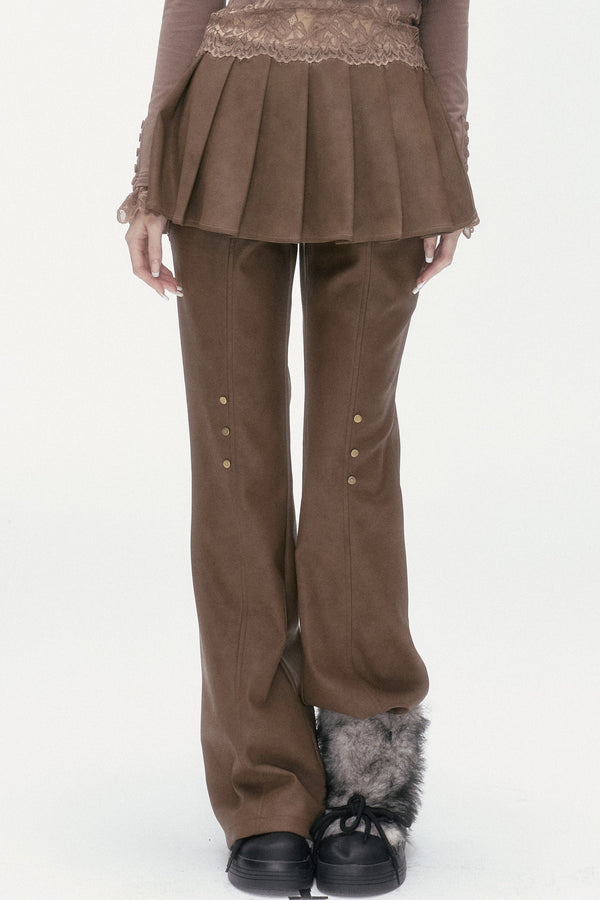 Flared Pants With Detachable Skirt