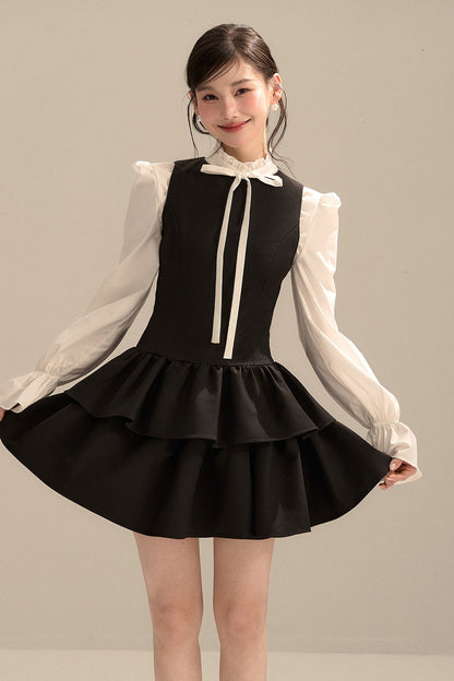 Black Sleeveless Puffy Tank Dress