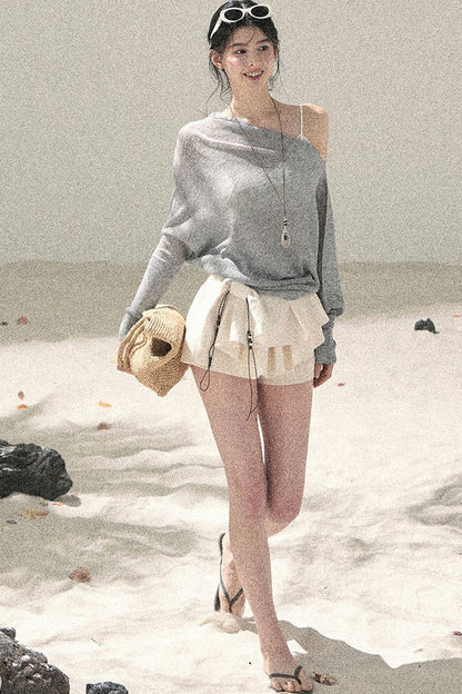 Conjunto de Top Hazy Mist Sin Hombros