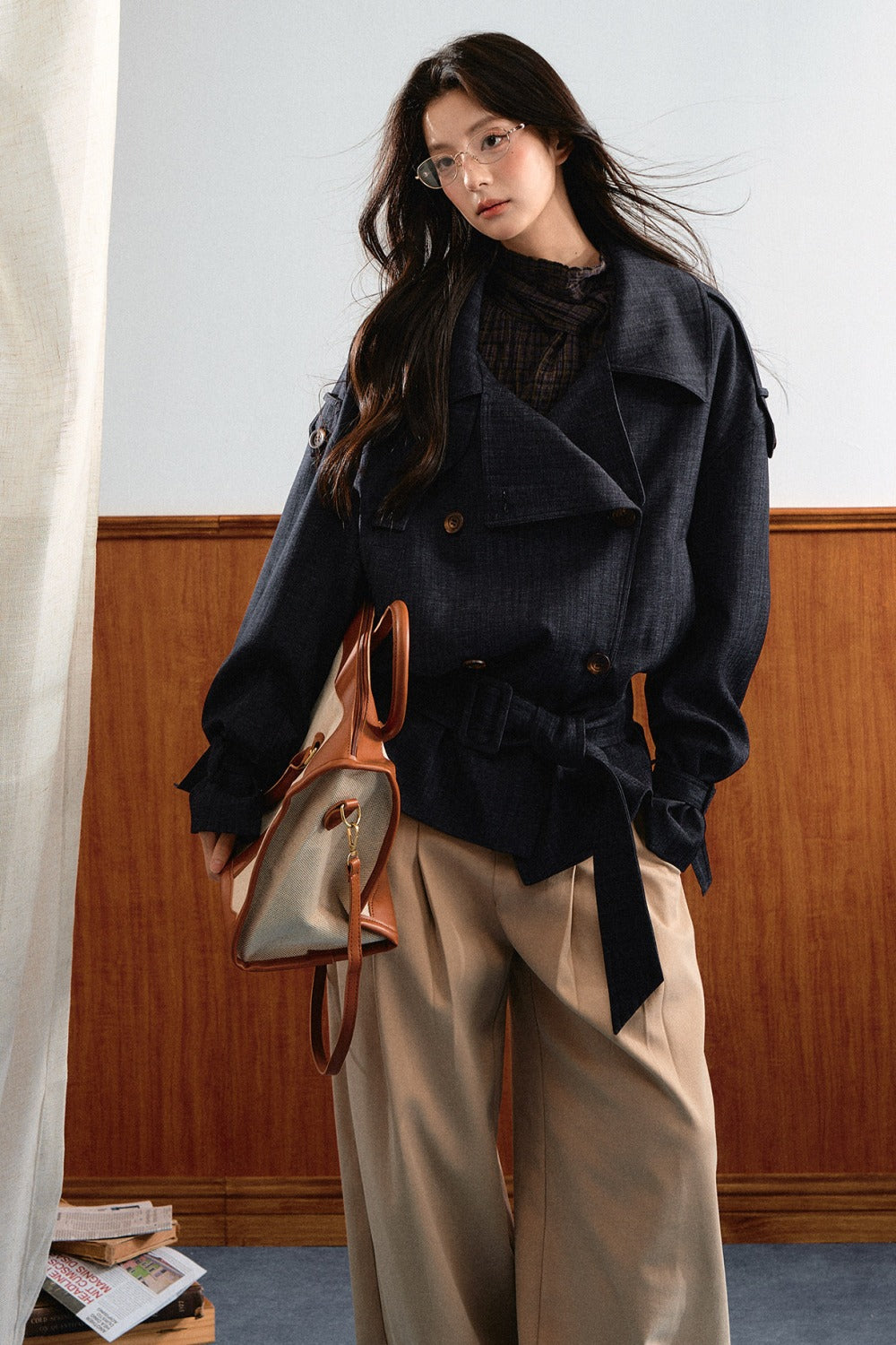 Retro Denim Trench Coat
