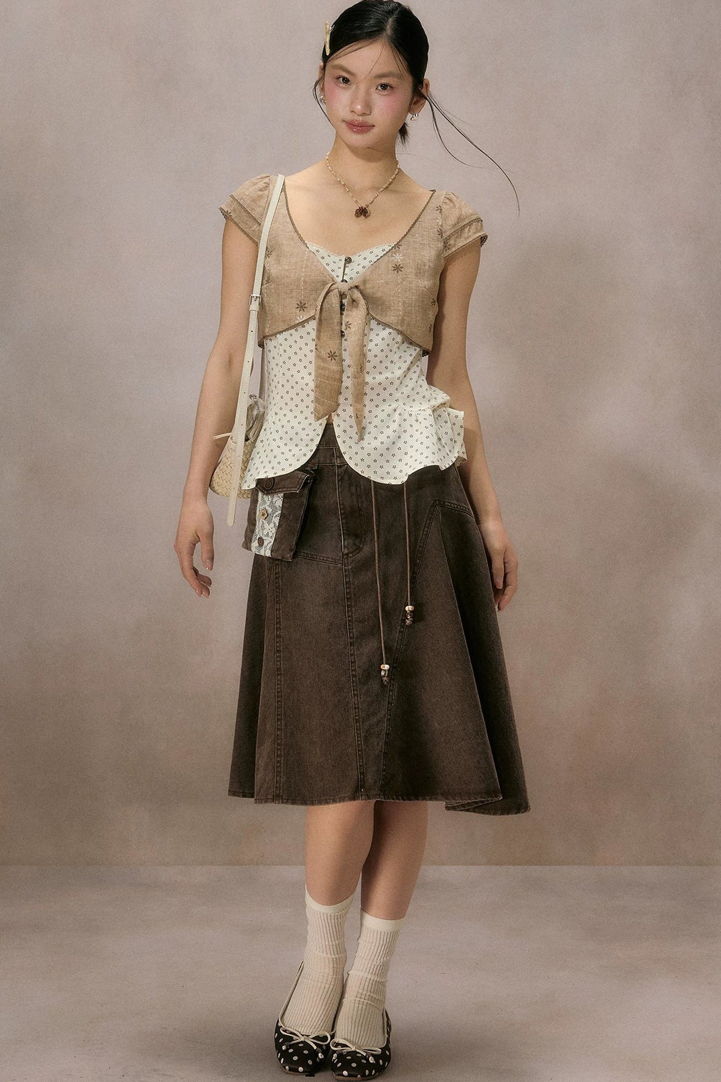 Irregular Denim A-Line Skirt