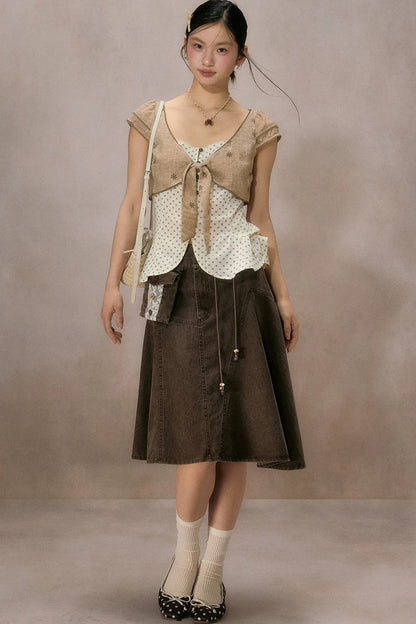 Irregular Denim A-Line Skirt