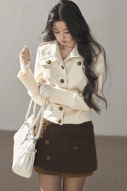 Vintage Faux Suede Short Jacket