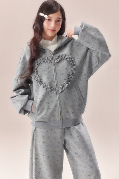 Floral Heart Hoodie and Scimitar Pants Set-Up