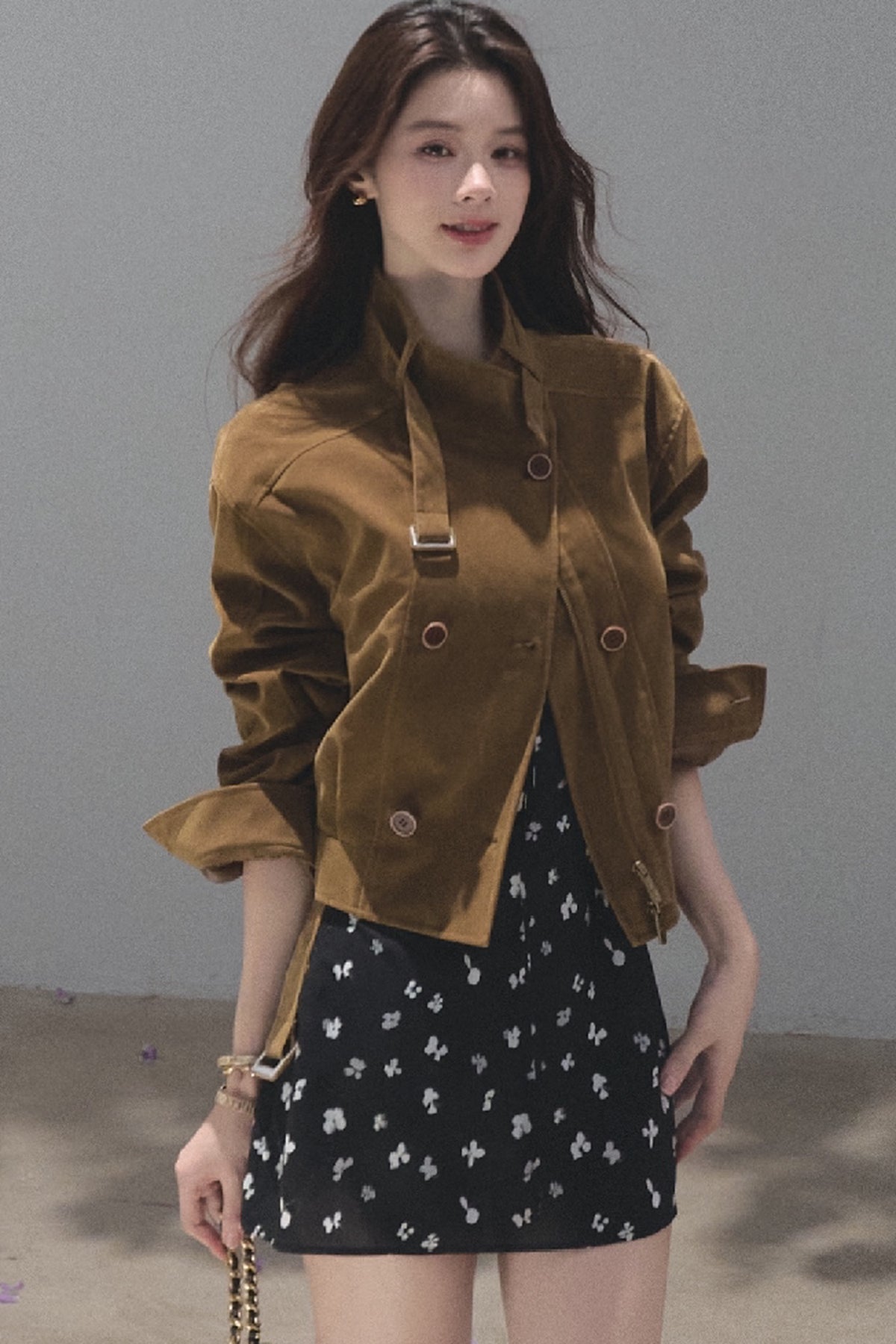 Short Suede Motorcycle Workwear Jacket